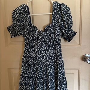 Trixxi Blue and White Textured Dress